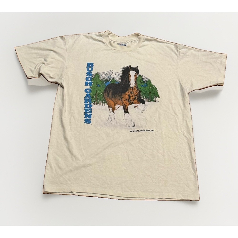 Vintage Budweiser Clydesdale Single Stich T Shirt XL Busch Gardens Williamsburg
